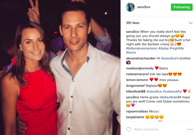 Sara Isaković v družbi brata dvojčka. Foto: instagram printscreen